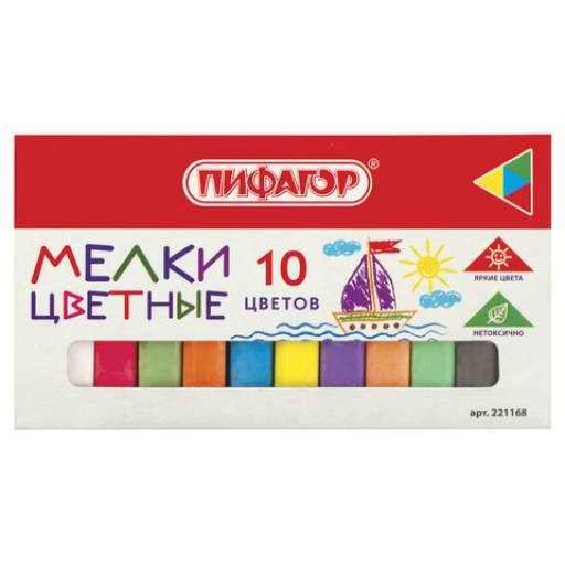 Маркеры и мелки 01FE0101 Мел цветной 10 штук