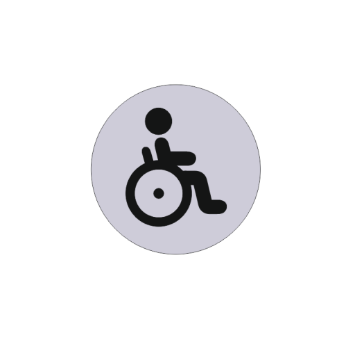 Знаки самоклеящиеся круглые 23DS1238 Табличка Туалет для инвалидов d-95 мм